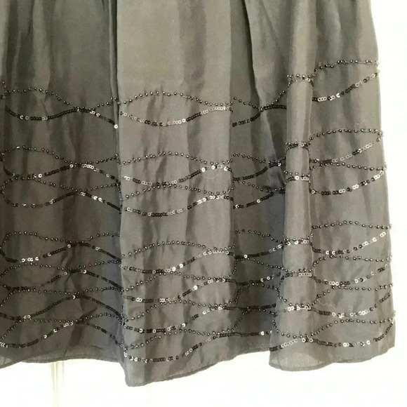 Talbots NWOT 100% Silk Women's Sz 2 Petite Black Sequin Trim Pleated Skirt - Picture 7 of 7
